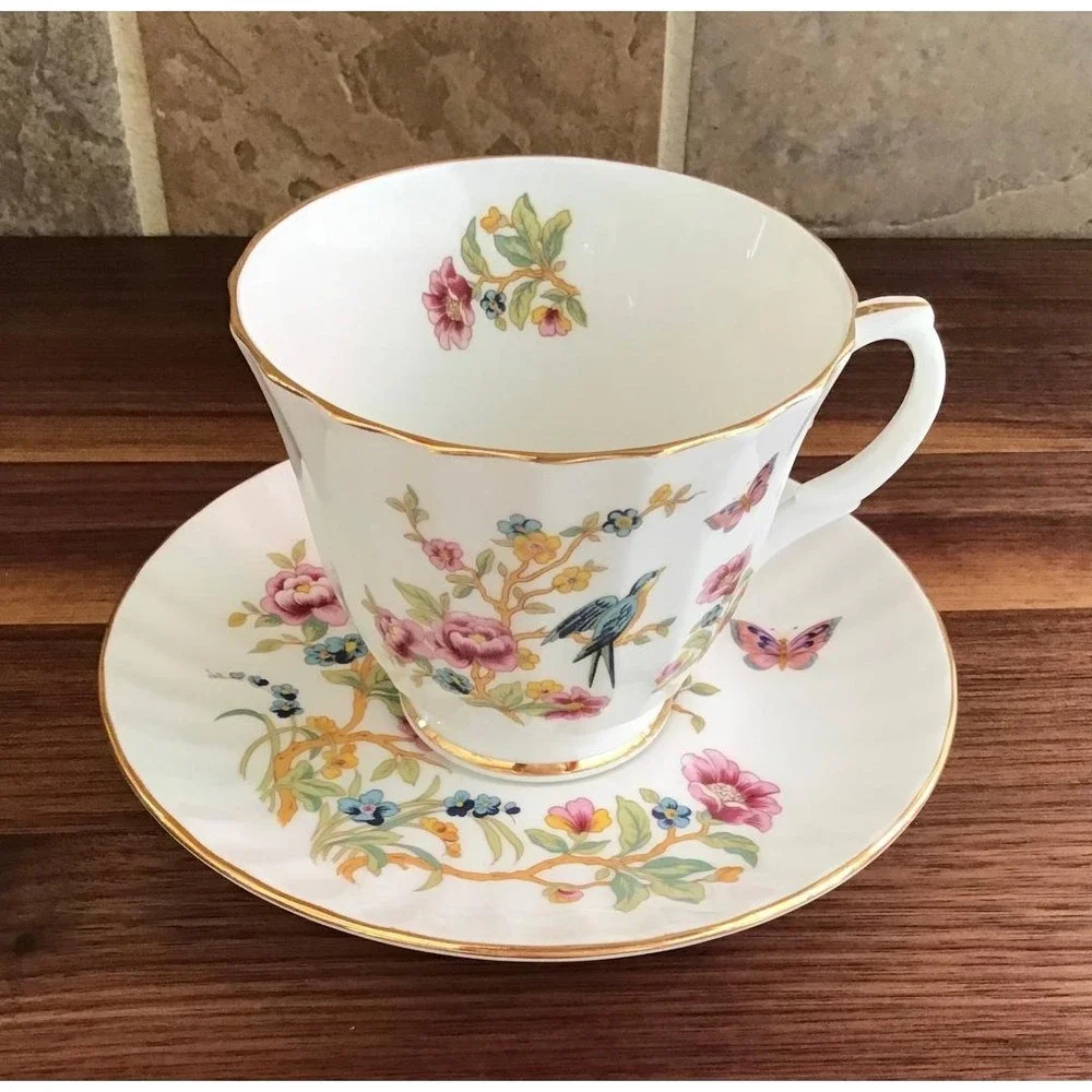 Duchess Blue Bird Teacup and Saucer Set Fine Bone China England Traditional